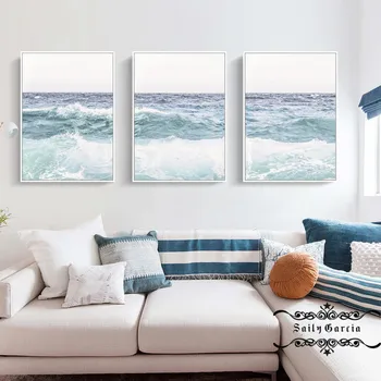 Seascape Oceanskih Valov Poster Tiskanje Nordijska Naravne Krajine Platno Stensko Slikarstvo Umetnost Slike za Dnevni Sobi Doma Cuadros Dekor