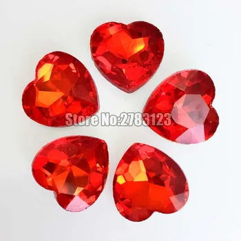 Brezplačna dostava AAA Kristalno Steklo Rdeče barve srce oblika ni luknjo pointback okrasnih,diy/dodatki za Oblačila SWHP205