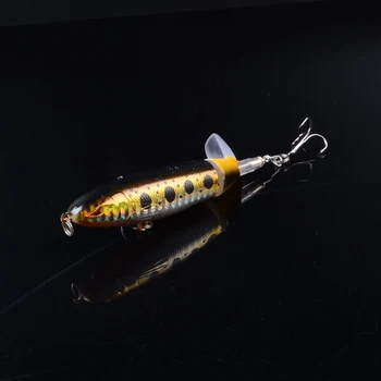 8pcs Big Popper 9 cm 13g Topwater Fishing Lure Umetne Trdi Vabe 3D Oči Swimbait Mehko Vrtečim Repom Ribištvu Tackle