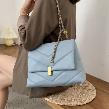 Elegantni Ženski Velike Tote Vrečko 2021 Moda New Visoke Kakovosti PU Usnja Ženske Oblikovalec Torbice Verige Ramenski Messenger Bag