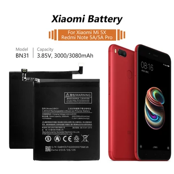 Baterijo telefona BN31 za Xiaomi Mi 5X Mi5X / Mi A1 MiA1 / Redmi Opomba 5A / Opomba 5A Pro / Y1 Lite 3000mAh Zamenjava Baterij
