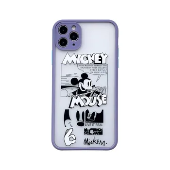 Disney Primeru za IPhone 11/XR/XS/11pro/ 11pro Max/ X /7 / 8/7plus/ 8plus/ Risanka Minnie Mickey Kože, Občutek Tpu+akril Telefon Primerih
