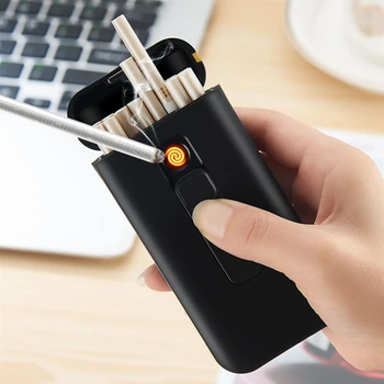 20pcs Zmogljivosti Cigaret Primeru Polje z USB Elektronski Vžigalnik za Slim Cigarete Nepremočljiva Cigaret Nosilec Plazmo Lažji