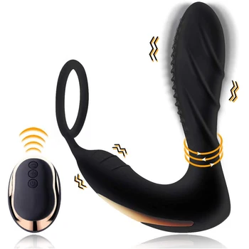 Brezžični Daljinski upravljalnik z Vibrator obroč Silikonski Analni Butt Plug Za Moške Nekaj Prostate Masaža Sex Igrača Penis Usposabljanje Obroč