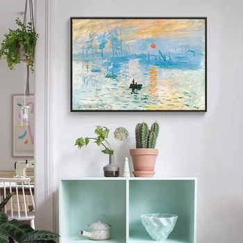 Monet Sunrise vtis Pokrajine Oljna slika, Platno, Tisk Wall Art Cuadro Skandinavskih Plakat, Dnevna Soba Stenski Dekor Slike