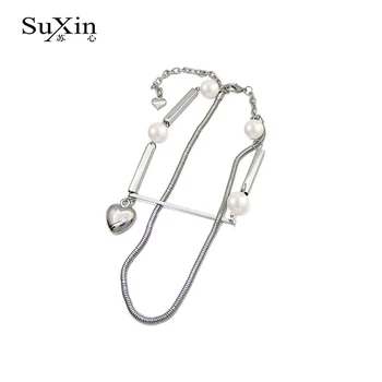 SuXin 2020 novo temperament ogrlica za ženske retro multi-layer težkih kovin srce ogrlico, obesek, nakit darilo