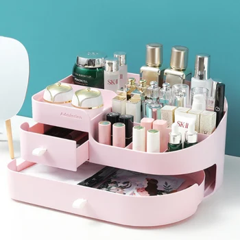 Multifunkcijski Kozmetični Škatla za Shranjevanje S Predalu Pisalne Šminka Salon ličenje, Organizator Velikih zmogljivosti Dustproof Rack