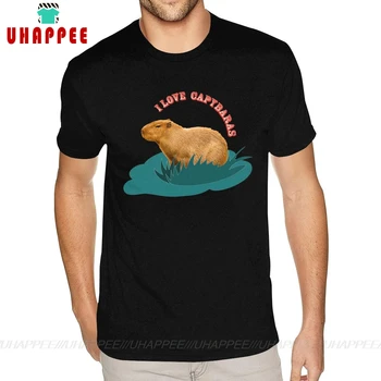 Najbolj všeč mi Capybaras Bombaža T-shirt Kratek Rokav Bombaž Za Človeka v Velikosti Črne majice