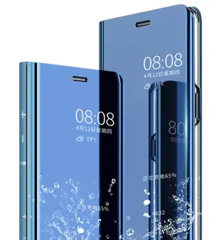 Original Silikon Torbica Za Samsung Galaxy Note 10 Plus Luksuznega Usnja Flip Stojalo Clear View Ogledalo, Magnetni Pokrov Funda
