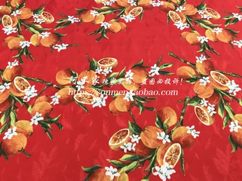 Poletje rdeče limone natisnjeni obleko tkanine oblačila high-end DIY mikro-elastični ročno obleko srajco tkanine