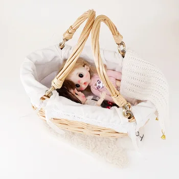 1:6 lutke mini Mini ročno izdelana Otroška košarica, prenosno stojalo, košara dnevna soba, pohištvo otroci zbirateljske Božično Darilo