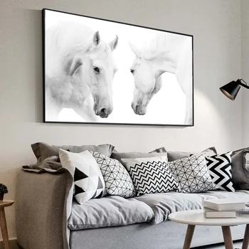 Sodobna Konj Wall Art Platno Fotografij Živali Umetniških Slik, Tisk Na Platno Belih Konjih, Plakatov In Fotografij Za Dnevna Soba Dekor