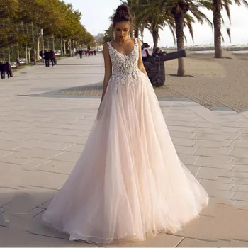 Til Princesa Poročno Obleko Proti-vrat Backless 3D Čipke Appliques Boho Poročne Obleke plus Velikost Poroka Oblek vestido de noiva