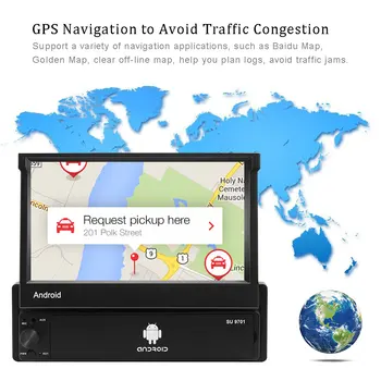 Podofo 1 din avtoradia Android 8.1 Univerzalno Zložljive FM GPS Radio Avtomobilski Stereo sistem DVR 1080P USB Multimedijski Predvajalnik Podpora Kamere