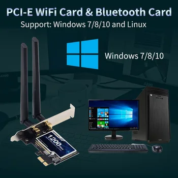 Wireless Dual Band PCI Express vmesniško kartico PCI-E Omrežno Kartico WIfi 6 Intel AX200 2.4 G/5 G Z Antenami Namizni RAČUNALNIK Windows 10