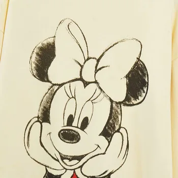 Disney Sweatshirts Moda Minnie Mouse Risanka Tiskanja O-Vratu Puloverju Pismo Dolg Rokav Lepe Ženske Majica Vrh Ženskega Femmes