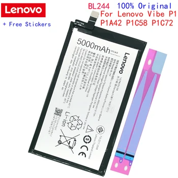 Original BL244 Baterija Za Lenovo Vibe P1A42 P1C58 P1C72 P1 Li-ionska Mobilni Telefon Batteria Akku 5000mAh