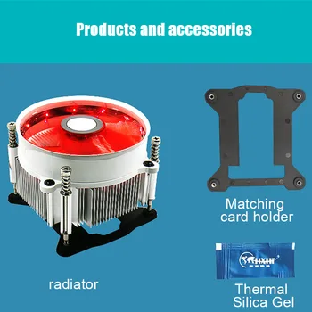 LED-CPU Hladilnik, Ventilator Tiho i3s/i5 Aluminijasti Radiator 9 cm Luminiscence Fan GDeals