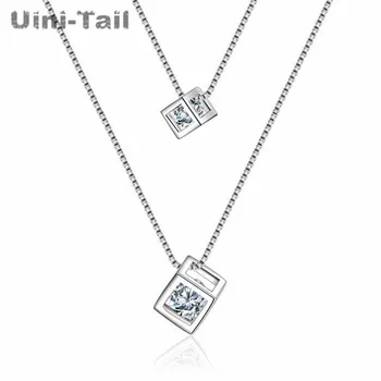 Uini-Rep vroče novih 925 sterling srebro korejski ljubezen kocka, ogrlico, obesek, ženski dvojni moda plima temperament nakit ED037