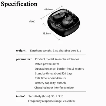 Bluetooth Slušalke TWS 5.0 Brezžične v Uho Čepkov Nepremočljiva Mini Slušalke 3D Stereo Zvok Šport Slušalka Univerzalni