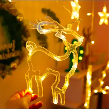 Elk Bell Niz LED Luči Garland Božični Dekor za Dom Božično Drevo Ornament 2020 Noel Božič Darilo Srečno Novo Leto 2021