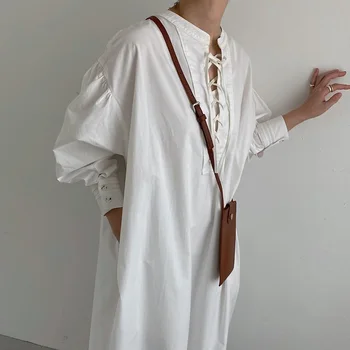 Belo Obleko Eleganten Casual Ženske Jeseni Dolgimi Rokavi Ženske Svoboden Japonskem Slogu Korejski Dnevno Maxi Obleke Femme Vestiods 2020