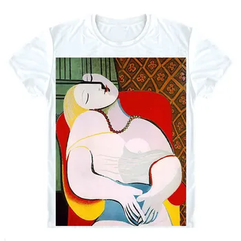 Pablo Picasso T-Majice Kratek Rokav Srajce Oljno Slikarstvo Skuše Petelin Golobico Miru V Absinthe Pijem Cosplay Majica