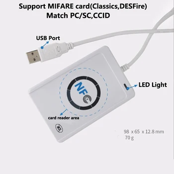 RFID Reader ACR122U NFC Brezkontaktne Pametne IC Kartico in Pisatelj Rfid kopirni stroj Duplicator 10pcs tekočina iz Zamenljiva Oznako Kartico Ključne F.o.b.