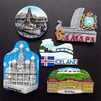 Avstrija Hrvaška Rusija Islandija Potovanja, trgovina s Spominki, Hladilnik Magneti 3D Smolo Magnetni Hladilnik Nalepke Za Domači Kuhinji Dekoracijo