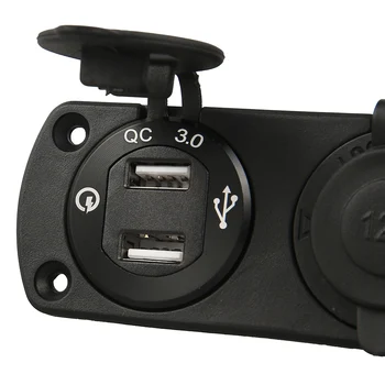 Avto 12V Dvojni Qc3.0 USB Power Adapter Avto Vžigalnik Digitalni Voltmeter Vtičnico 3 Luknjo Plošča Dustproof Nepremočljiva