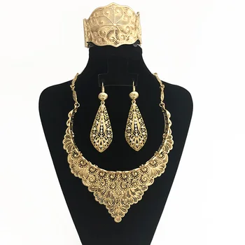 Odličen nabor Alžirski poročni dodatki nastran Muslimanskih nevesta ogrlice uhani izdolbla-out ogrlica