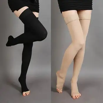 Unisex nogavice Kolena-Visokih Zdravstvenih Stiskanje Nogavice Krčne Žile Open Toe Stegno za pokazati lepih nog