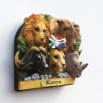 Afrika Hladilnik Magneti Spominke, Keniji, Tanzaniji, Namibija Uganda Zimbabve Pet Živali Glavo Dekorativni Hladilnik Nalepke Darila