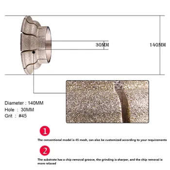 RIJILEI 140MM Electroplated Diamond Rob Profil Kolesa za Kamen Rob Profil, ki Stroj Marmorja Diamond Brušenje Kolo DE08
