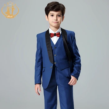 Okretna Modro Obleko za Fanta Kostum Enfant Garcon Mariage Otroci Poročno Obleko Jopič Fantje Oblek za Poroke Fantje Jopičem 3pcs/set