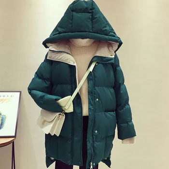 2020 Zimske Ženske Dolgo Hooded Suknjič Svoboden Bombaž Podloženi Ženski Plašč Visoke Kakovosti Toplo Outwear Parka