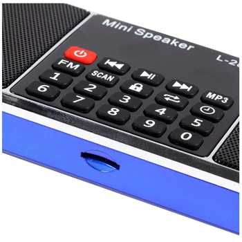 Mini Prenosni in Polnilna Stereo L-288 FM Radio, Zvočniki LCD Zaslon Podpira TF Kartice USB Disk Predvajalnik Glasbe MP3 Zvočnik(Modra
