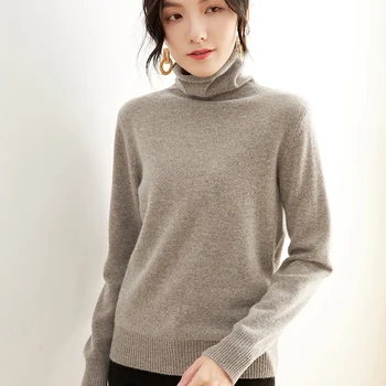 2020 Nove Ženske Vrhovi Visoko Vratu Slim Kašmir Pulover Pleten Pulover Črne Stretch Puloverju Cardigan Fashion korejska Različica