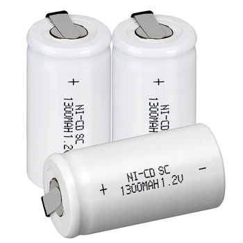 RU Skladišče 10pcs Bela 1300mAh 1,2 V SubC SC Ni-Cd NiCd Baterije za ponovno Polnjenje