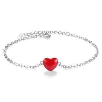 NEHZY 925 sterling srebrni nakit zapestnica visoka kakovost modnih ženska retro rdeča obliki srca zapestnica, dolžina 20 CM