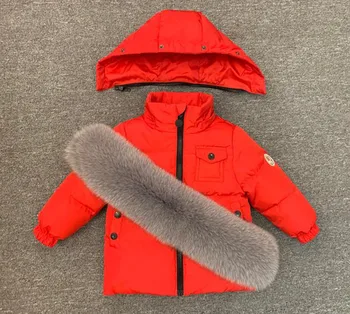 Otroške zimske obleko fant je dol 2 kosov Fantje in dekleta, ki nosijo debele smučarske jakne