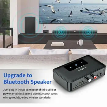 2 V 1 Bluetooth 5.0 Avdio Oddajnik Sprejemnik Brezžični 3.5 mm Jack 3.5 AUX NFC na 2 RCA Adapter Za Avto PC TV Zvočnik izhod za Slušalke