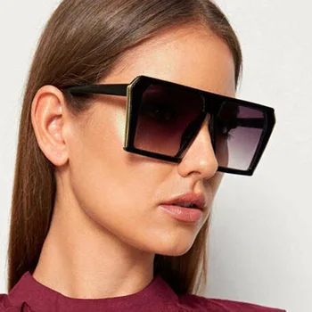 2020 NOVO Oversize Modna sončna Očala Ženske Kvadratnih Luksuzne blagovne Znamke Velik Okvir sončna Očala Ženske Ravno Zgornji del Ženske Lunette Femme Oculos