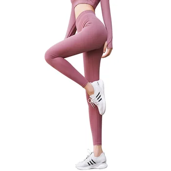Športna fitnes hlače breskev stretch teče hlačne nogavice boki visoko pasu hlače so bile tanke seksi joga hlače ženske nemoteno dihanje