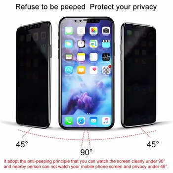 9H 5D Ukrivljen Polno Kritje Kaljeno Steklo Anti Vohun, Peeping Glare Za iPhone X XS MAX XR 10 6 6S 7 8 Plus Zasebnost Zaslon Patron