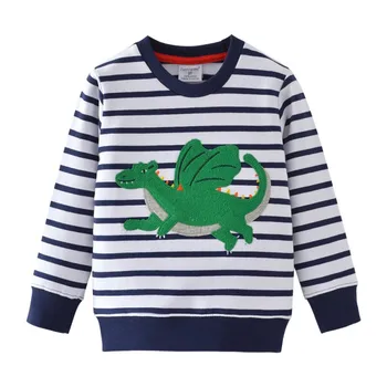 Novi Fantje Puloverji Jopice Jesen Pomlad Baby Boy T-shirt Dinozaver Dolg Rokav Cartoon Živali Otroci Outwear otroška Oblačila