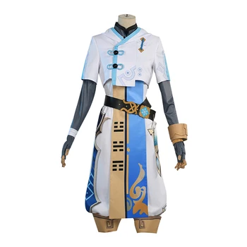 [Prilagajanje] Anime Genshin Vpliv Chongyun Igre Obleko Belo Uniformo, Cosplay Kostum Halloween Obleko Za Moške, Nove Do Leta 2020