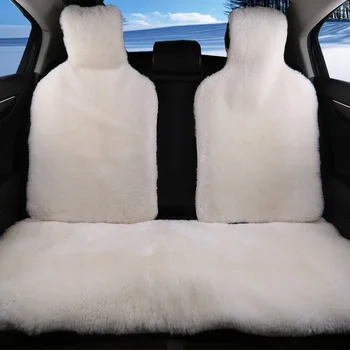 ROWNFUR Naravnega krzna Avstralske ovčje kože avtomobilskih sedežnih prevlek univerzalne velikosti za črno sedeža kritje pribor avtomobile 2016