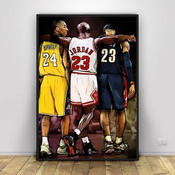 Košarka Zvezdicami Kobe Bryant, Plakati, Michael Jordan Slika LeBron James Risanka Platno Natisne Umetnosti Poster Tiskanje Doma Stenski Dekor