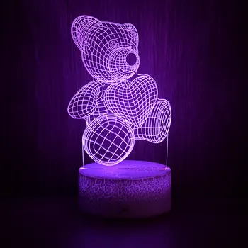 7 Barv 3D LED Lučka za Ustvarjalno Nočne Luči Novost Iluzijo Noč Lučka DC 5V USB namizne Svetilke Za Dom Dekorativni Darilo za Otroka